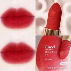 Son Gucci 25 Goldie Red Matte Đỏ Cổ Điển Hot Nhất Bí Quyết Gây Thương Nhớ - Ảnh 6
