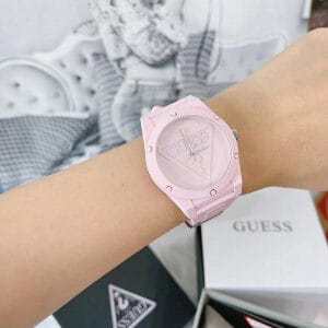 Đồng Hồ Nữ Guess W1283L4 Dây da nhựa silicon màu hồng (Size 37mm) - Ảnh 5