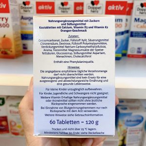 Viên Ngậm Bổ Sung Canxi Doppelherz Calcium 1000 + D3 + K2 Vị Cam (60 Viên) Hỗ Trợ Xương Chắc Khỏe - Ảnh 4