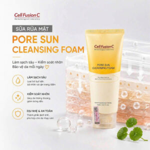 Sữa rửa mặt Cell Fusion C Pore Sun Cleansing Foam 150ml làm sạch dầu thừa, bã nhờn - Ảnh 2