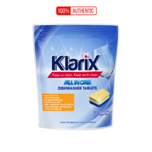 Viên rửa bát Klarix All In One không hương 30 viên 540g làm sạch dầu mỡ
